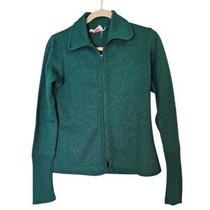 Marbella Knits of CA vtg zip up sweater, green. M. #820.